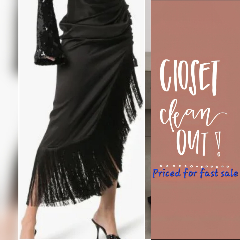 Magda Butrym "Asti" Black Silk Asymmetrical Skirt